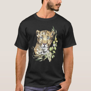 Africa Leopard I Big Cat I Wildblumen I Watercolo T-Shirt