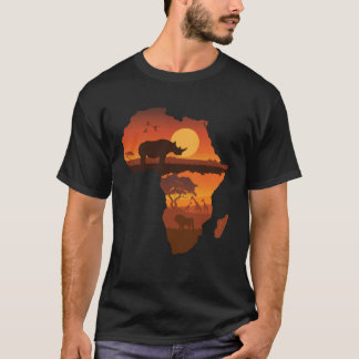 Africa Lion Rhino Card Animals Big Five Safari T-Shirt