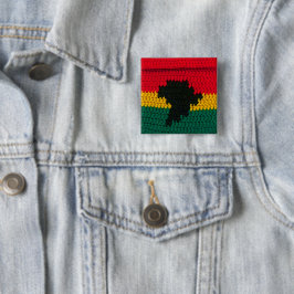 Africa Map African Colors Designer Crochet Print Button