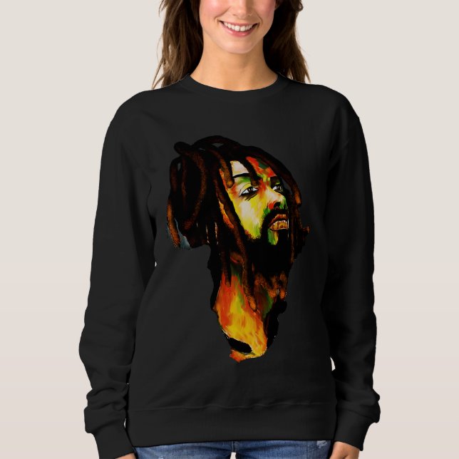 Africa Map African Man Rasta Colors Sweatshirt (Vorderseite)