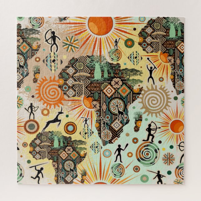 Africa Map Decorative Tribal Elements Pattern (Vertikal)
