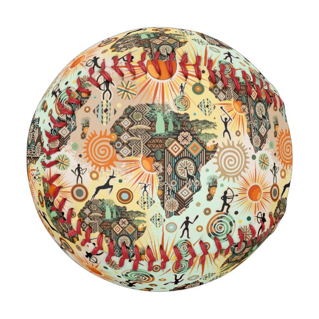 Africa Map Decorative Tribal Elements Pattern Baseball (Vorderseite Links)