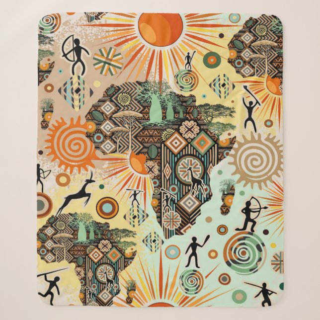 Africa Map Decorative Tribal Elements Pattern Sherpadecke (Vorderseite)
