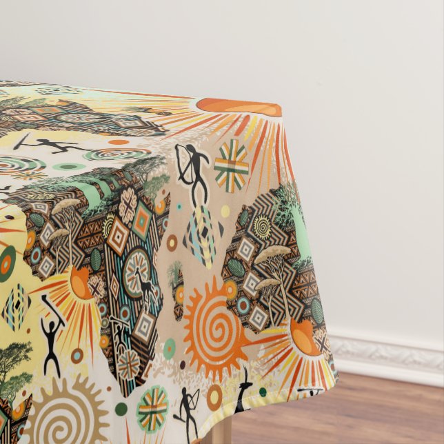 Africa Map Decorative Tribal Elements Pattern Tischdecke (Beispiel)