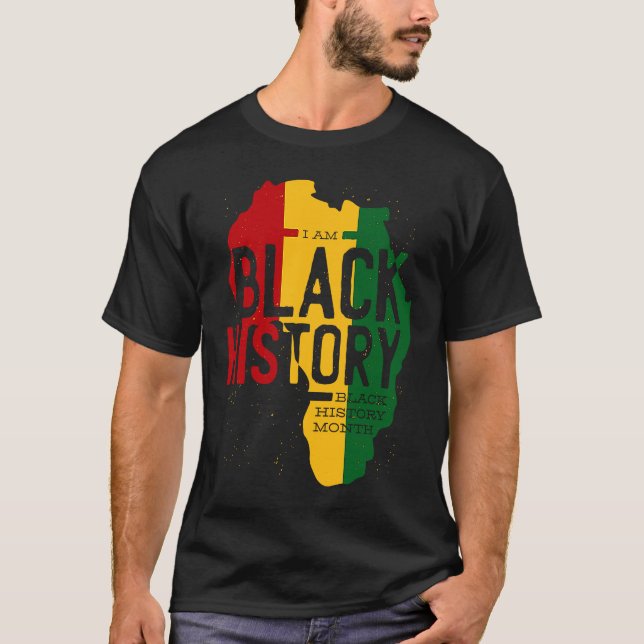 Africa Map Rastafari Style Quote BHM T-Shirt (Vorderseite)