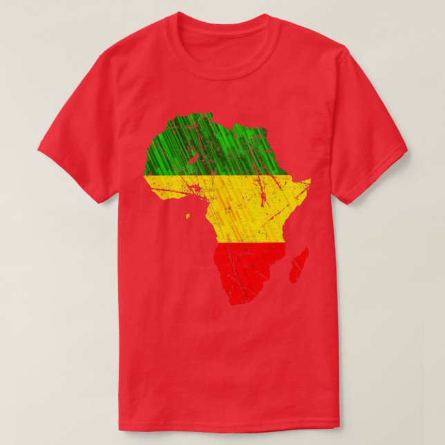 Africa Map Reggae Rasta Print Green Yellow Red Afr T-Shirt (Design vorne)