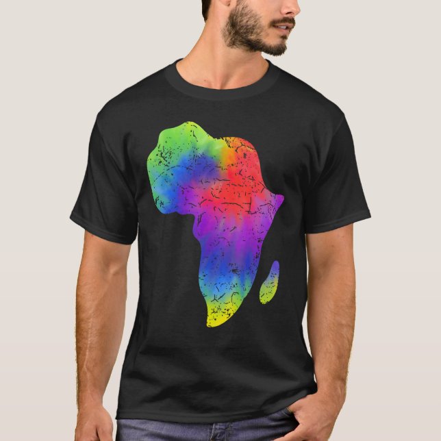 Africa Map Reggae Rasta Tie Dye Black African Amer T-Shirt (Vorderseite)