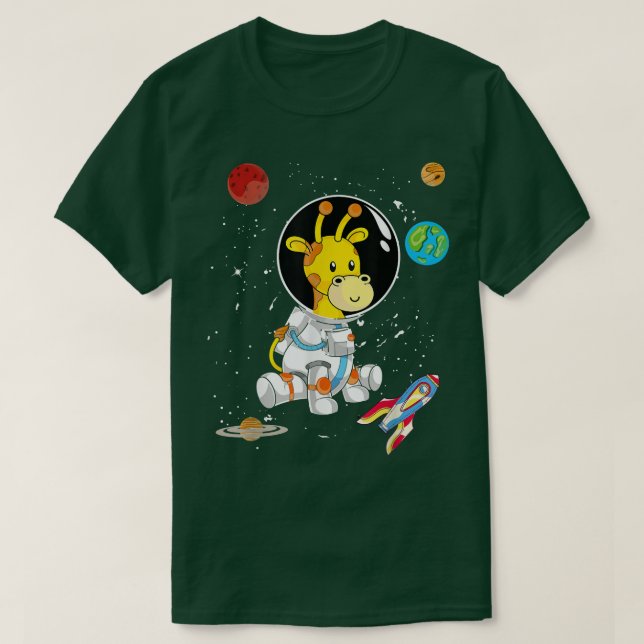 Africa Safari Giraffe Space Scientist Süße Tier T-Shirt (Design vorne)