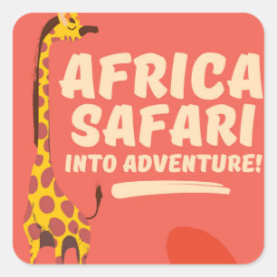 Africa Safari Into Adventure! Quadratischer Aufkleber