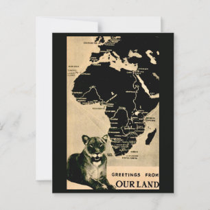 Africa Vintag Map Postcard Postkarte