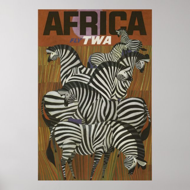Africa Vintage Travel Poster Zebra Safari (Vorne)