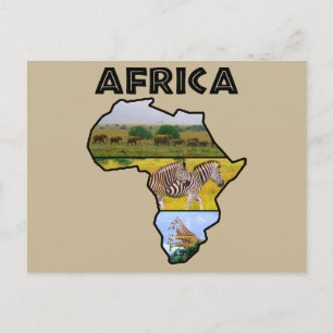 Africa Wildlife Continental Collage Holiday Postca Feiertagspostkarte