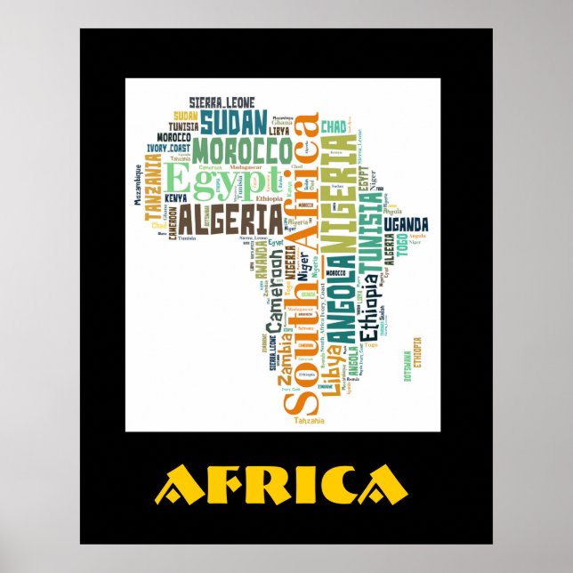 Africa Word Art Wall Poster (Vorne)