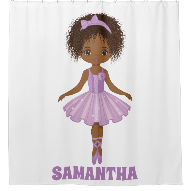  Africain Américain Cute Ballerina Douche Rideau (Devant)