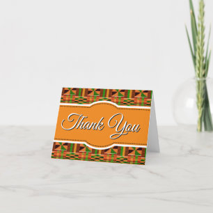 Africain Orange Classic Kente Carte de remerciemen