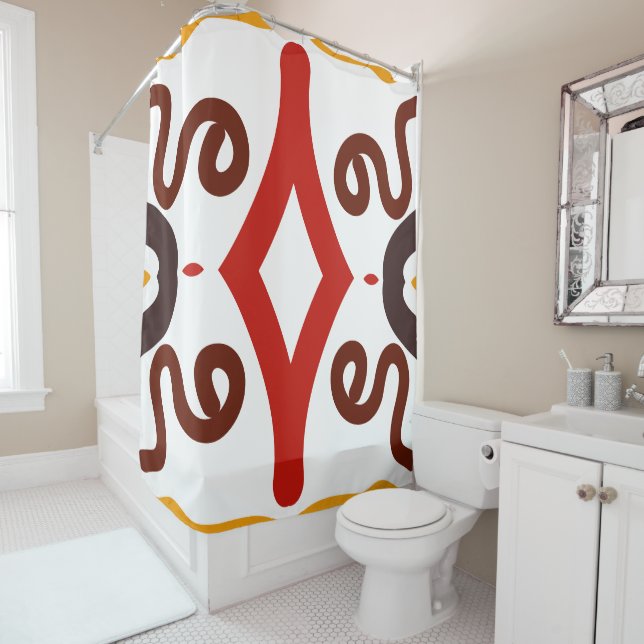 Africain Print Tribal Motif rideau de douche (En situation)