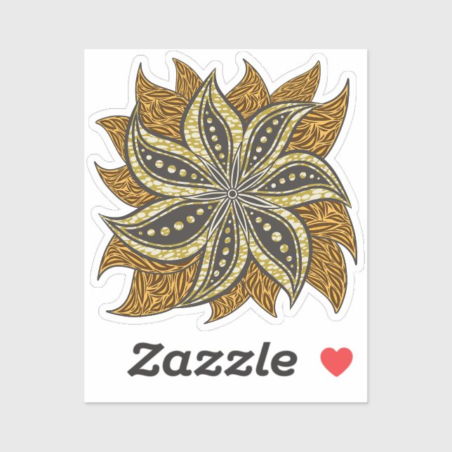 African Abstrakt Floral Batik Style Aufkleber (Blatt)