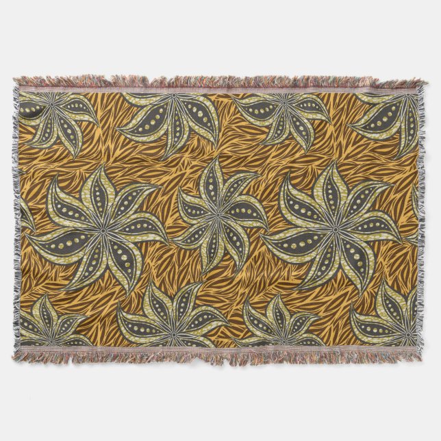 African Abstrakt Floral Batik Style Decke (Vorderseite)