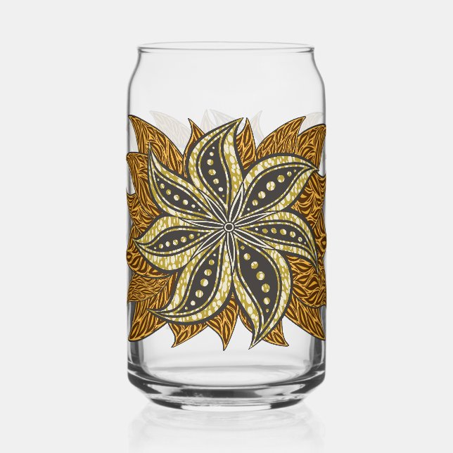 African Abstrakt Floral Batik Style Dosenglas (Vorderseite)