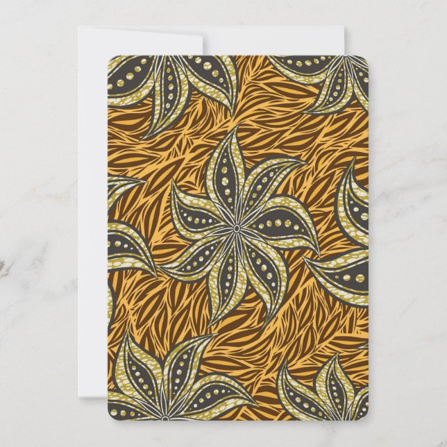 African Abstrakt Floral Batik Style Einladung (Vorderseite)