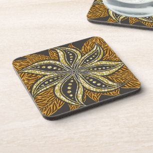 African Abstrakt Floral Batik Style Getränkeuntersetzer