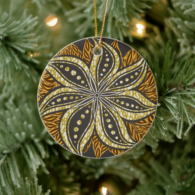 African Abstrakt Floral Batik Style Keramik Ornament (Baum)