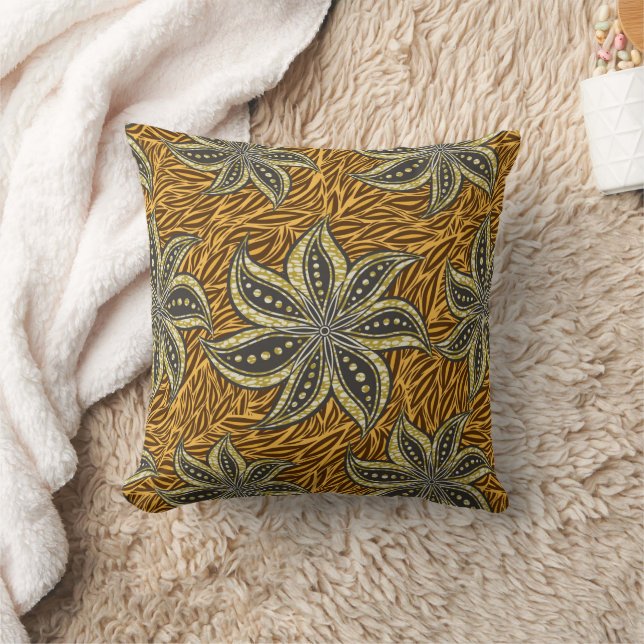 African Abstrakt Floral Batik Style Kissen (Decke)