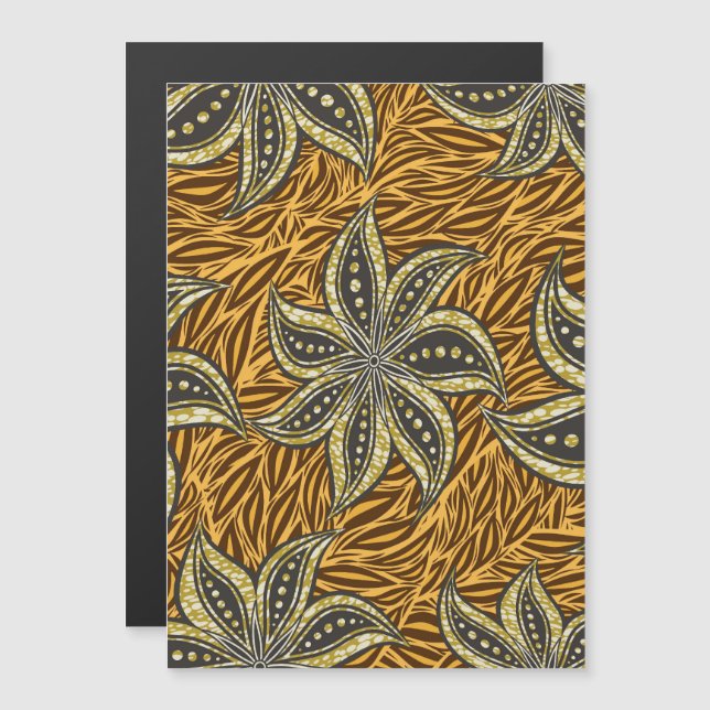 African Abstrakt Floral Batik Style Magneteinladung (Vorne/Hinten)