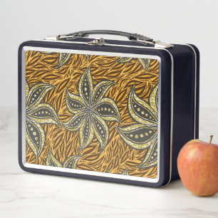 African Abstrakt Floral Batik Style Metall Brotdose
