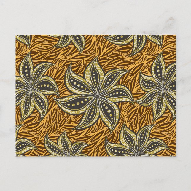 African Abstrakt Floral Batik Style Postkarte (Vorderseite)