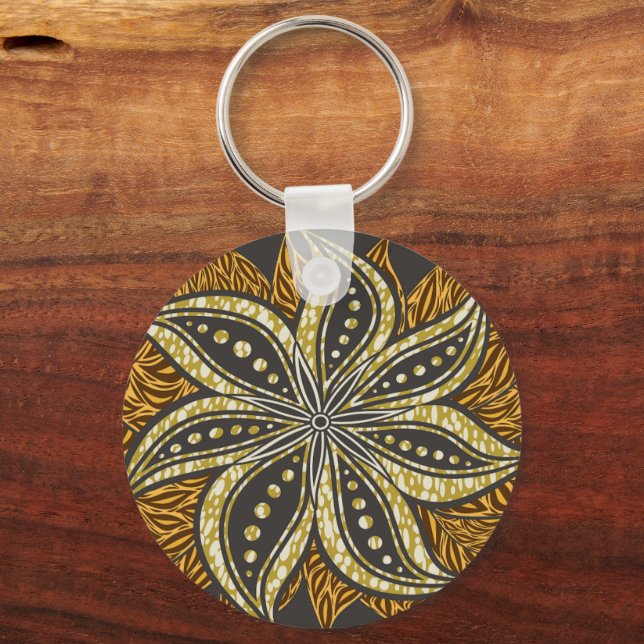 African Abstrakt Floral Batik Style Schlüsselanhänger (Vorderseite)