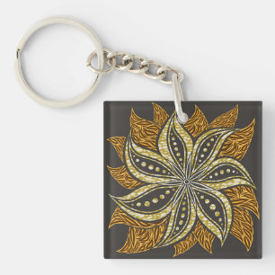 African Abstrakt Floral Batik Style Schlüsselanhänger