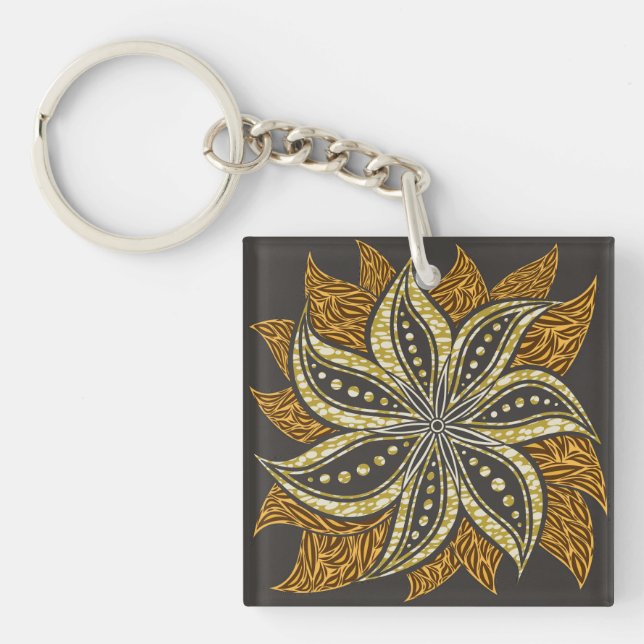 African Abstrakt Floral Batik Style Schlüsselanhänger (Vorderseite)