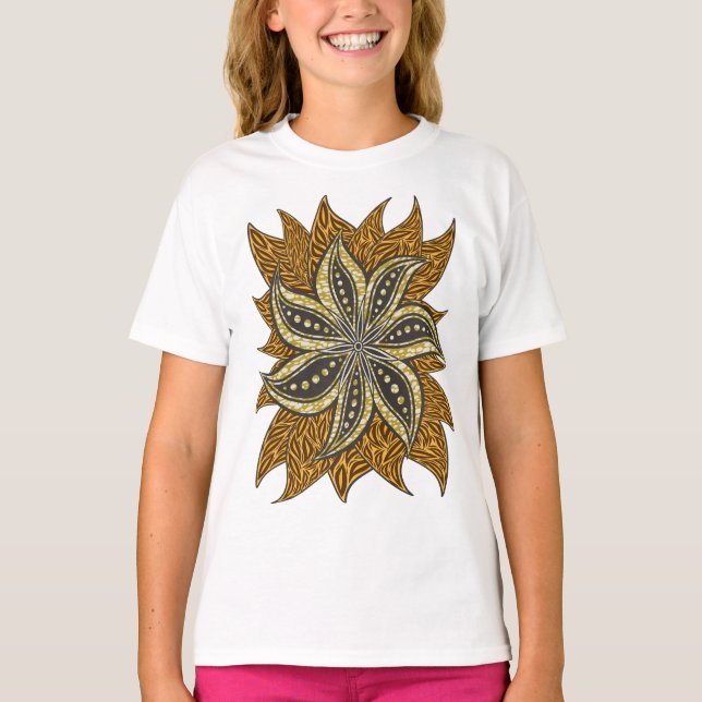 African Abstrakt Floral Batik Style T-Shirt (Vorderseite)
