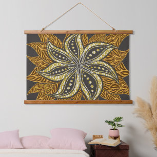 African Abstrakt Floral Batik Style Wandteppich Mit Holzrahmen