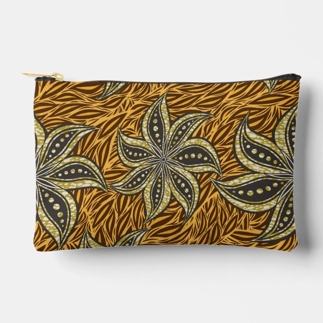 African Abstrakt Floral Batik Style Zubehörtasche (Vorderseite)