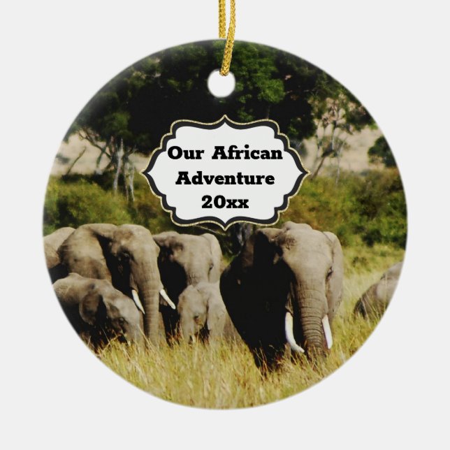 African adventure DIY year african elephant foto Keramik Ornament (Vorne)