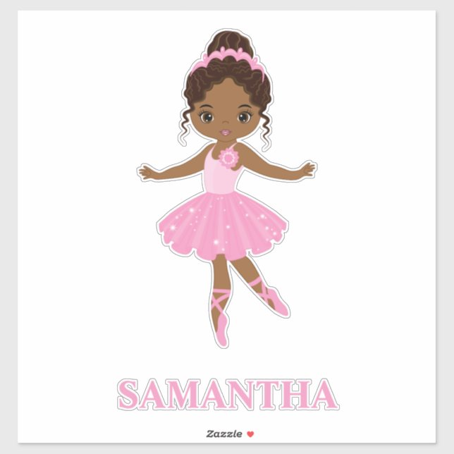 African Amecan Ballerina Girl Vinyl Sticker (Blatt)