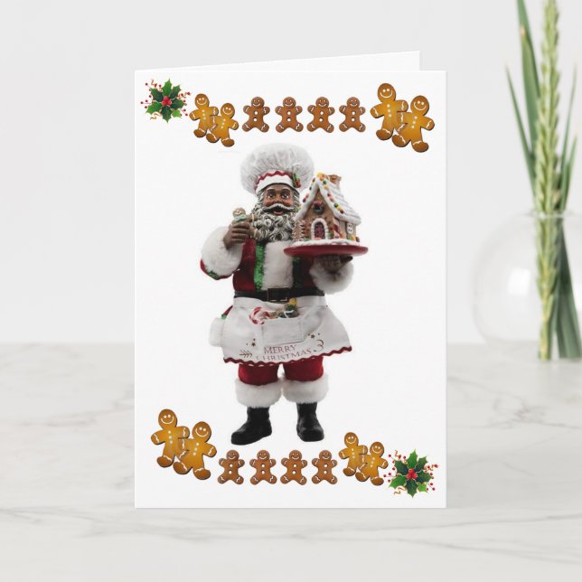 African Amer. Weihnachtsmann-Lebkuchen Rezept Weih Karte (Vorderseite)