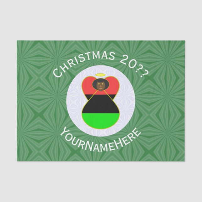 African America Flag Christmas Angel Personalisier Seidenpapier (Vorderseite)