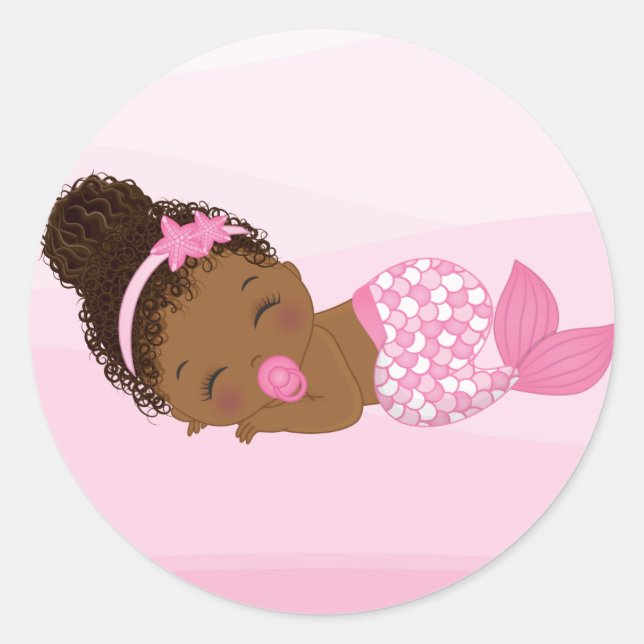 African American Baby Girl, Baby Mermaid Sticker (Devant)
