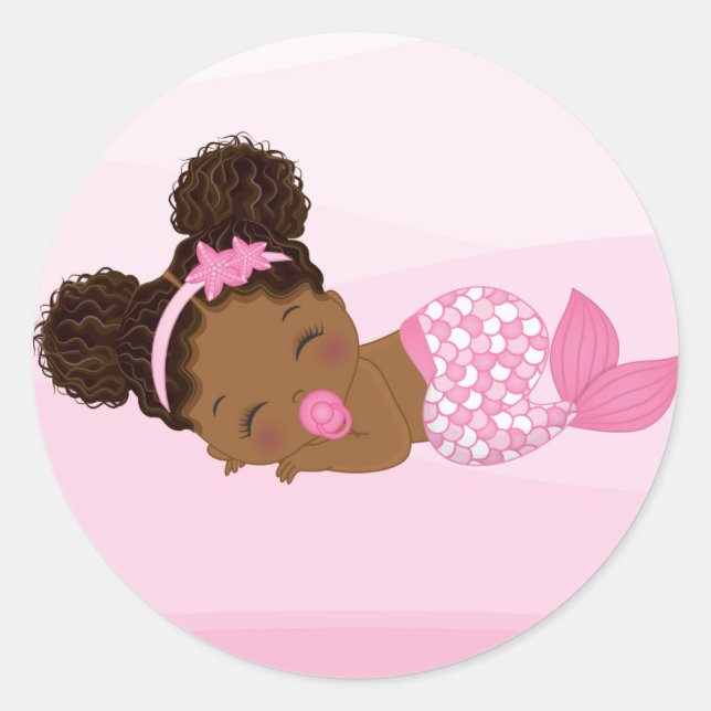 African American Baby Girl, Baby Mermaid Sticker (Devant)