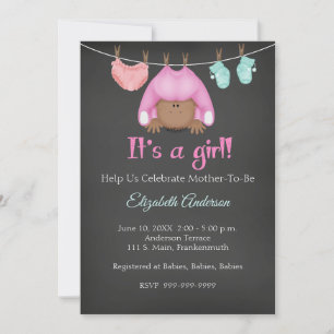 African American Baby Girl Baby Shower Einladung