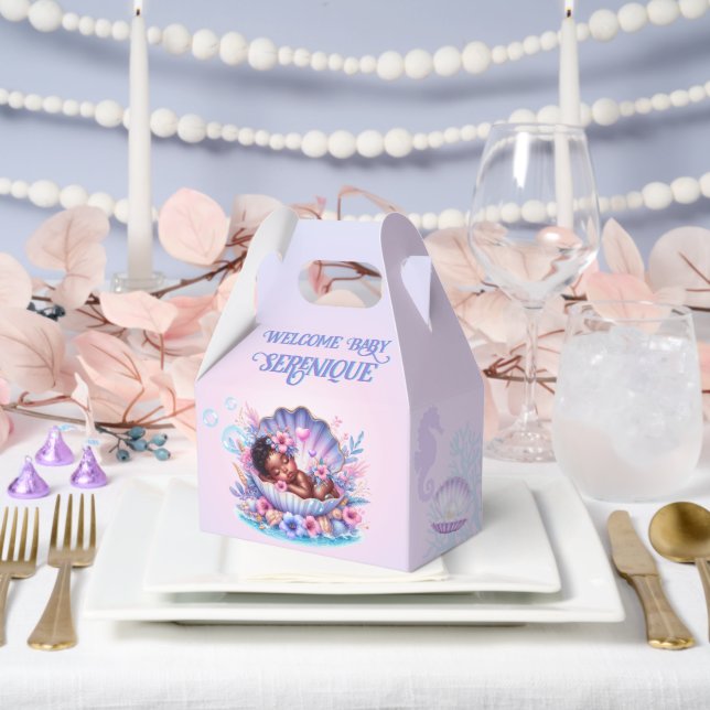 African American Baby Girl Seashell Geschenkschachtel (Hochzeit)