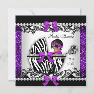 African American Baby Shower Baby Girl Glitzer Einladung
