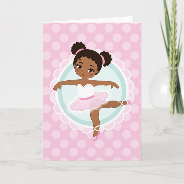 African American Ballerina - Pink Ballet Dancer Karte (Vorderseite)