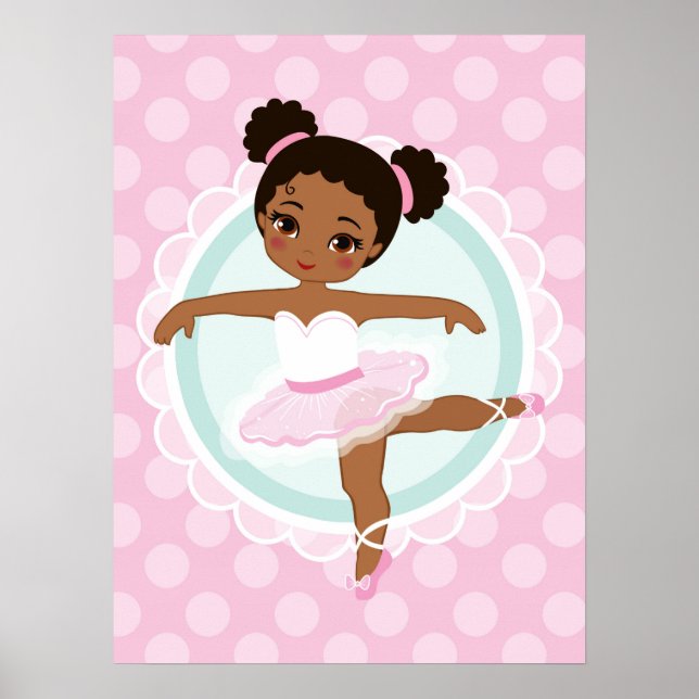 African American Ballerina - Pink Ballet Dancer Poster (Vorne)