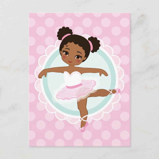 African American Ballerina - Pink Ballet Dancer Postkarte (Vorderseite)