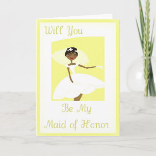 African American Be My Maid of Honor Invitation