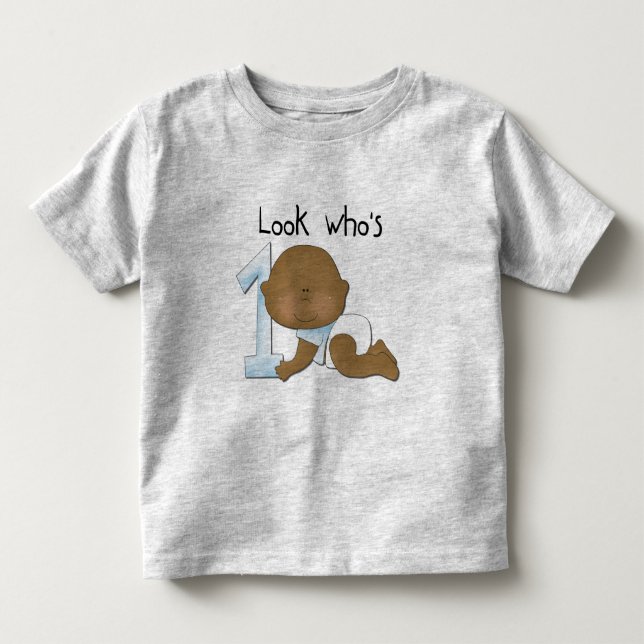 African American Boy 1st Birthday Tshirts and Gift (Devant)
